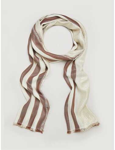 Stola a righe con lamé col.beige