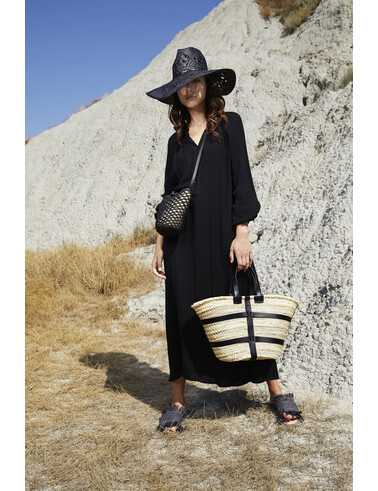 LAGUNA | Fedora con disegno azteco dettagli in pelle col. nero
