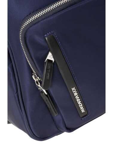 Hunter – Zaino in Nylon Brillante ed Ecopelle, col. Blu