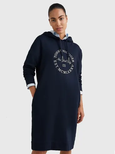 Abito Felpa con Cappuccio – Abito in 100% Cotone Biologico, col. Blu Desert Sky