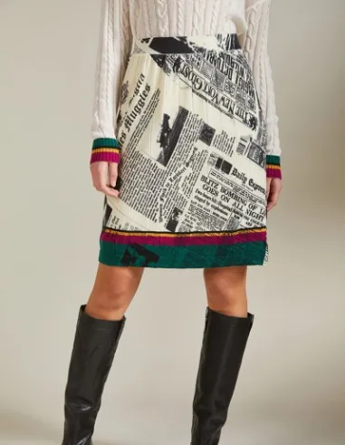 Gonna Asimmetrica Stampa Collage – Skirt in 100% Extra-Fine Merino Wool, lage