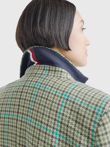 Check Classics – Coat in Recycled Wool Blend, Green Tones