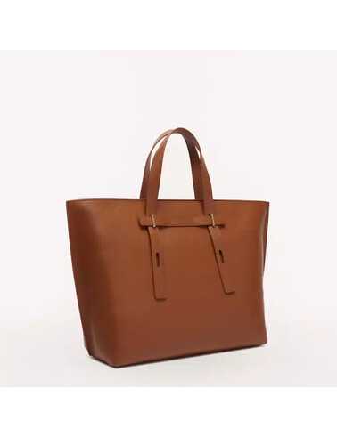 Giove Shopping L – Borsa Shopping in Pelle Martellata, col. Cognac