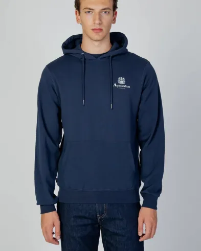 Active Small Logo Hoodie Fleece – Felpa con Cappuccio in 100% Cotone Spazzolato, col. Navy