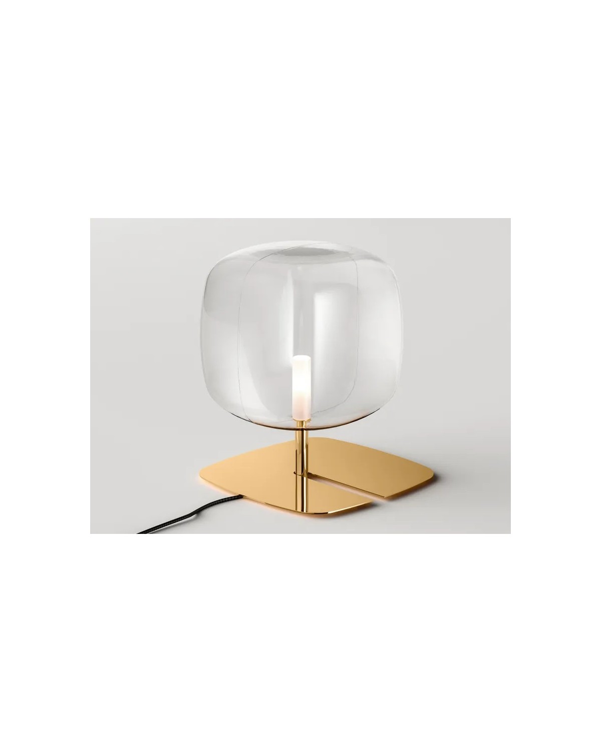 HYPERION G, Lampada da tavolo a LED dimmer in Pyrex® finitura oro lucido  mis. 30x30cm h34cm