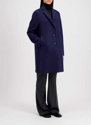 Topcoat Pressed Wool – Cappotto in 100% Lana Vergine, col. Blu Mouliné